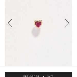 Pamela Love Gold Heart Earring with Red Detail